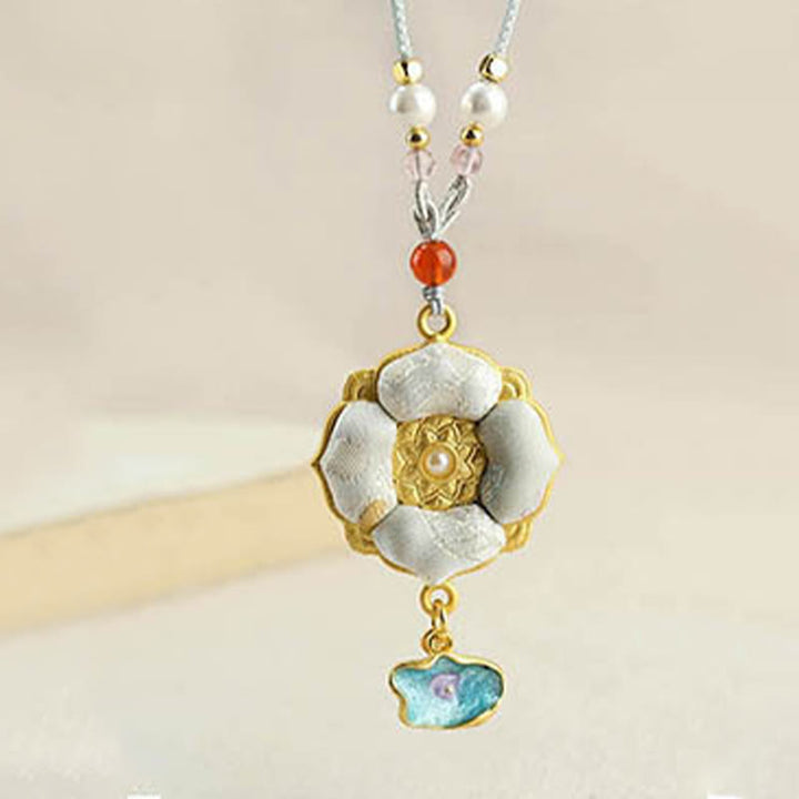 Buddha Stones Song Brocade Four-Leaf Clover Luck Necklace - image 18