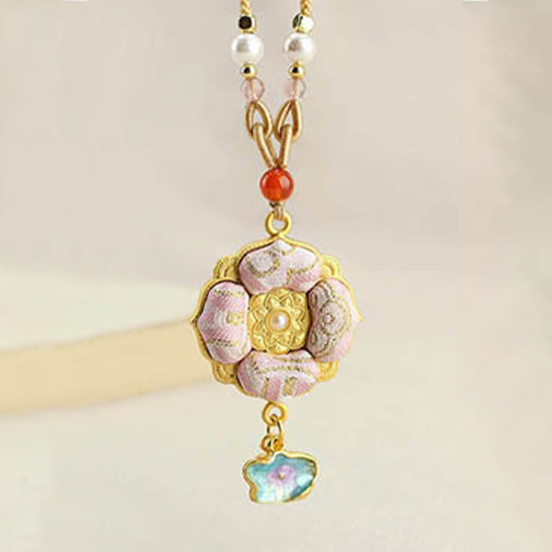 Buddha Stones Song Brocade Four-Leaf Clover Luck Necklace - image 8