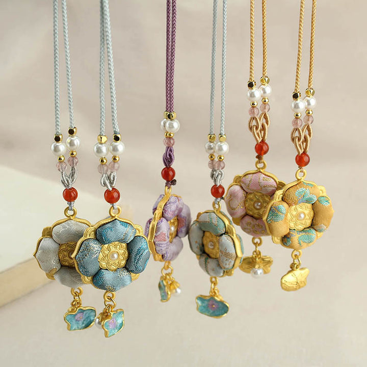 Buddha Stones Song Brocade Four-Leaf Clover Luck Necklace - image 20