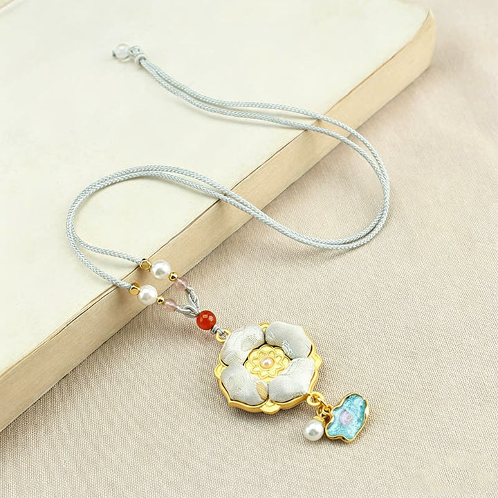 Buddha Stones Song Brocade Four-Leaf Clover Luck Necklace - image 17