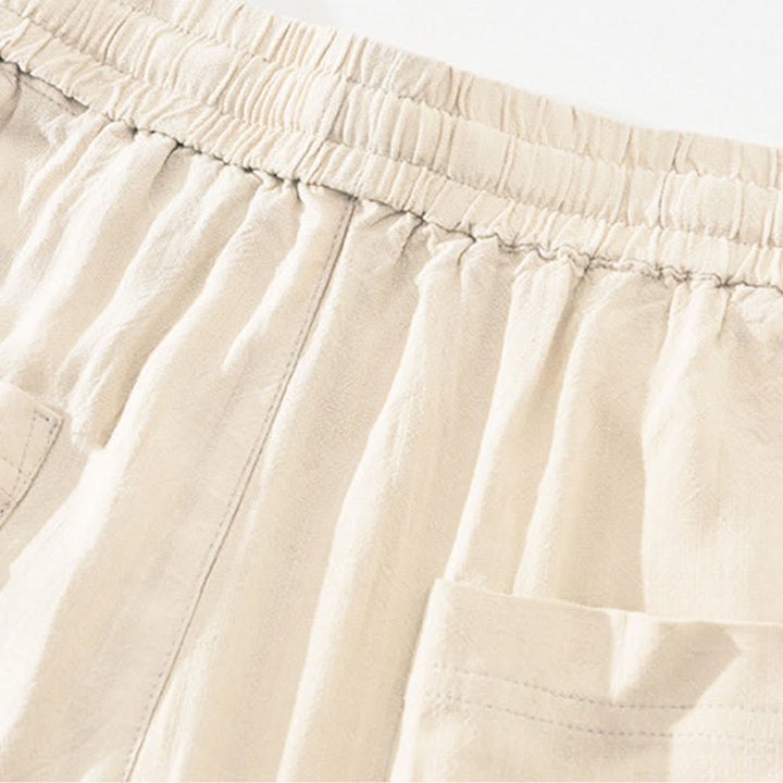 Buddha Stones Summer Casual Vintage Drawstring Solid Long Pants Men's Tapered Pants With Pockets - image 5