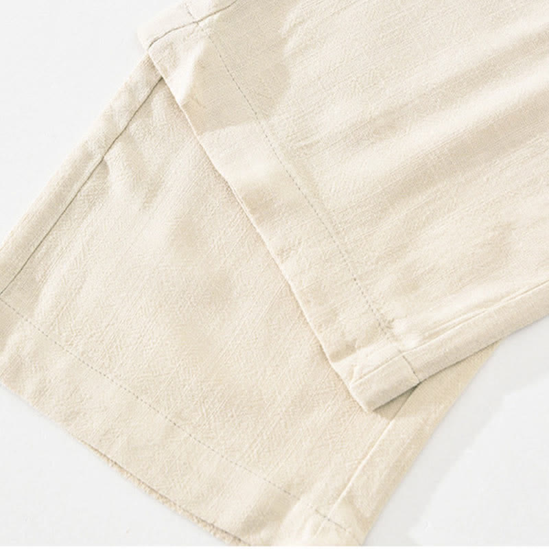 Buddha Stones Summer Casual Vintage Drawstring Solid Long Pants Men's Tapered Pants With Pockets - image 10
