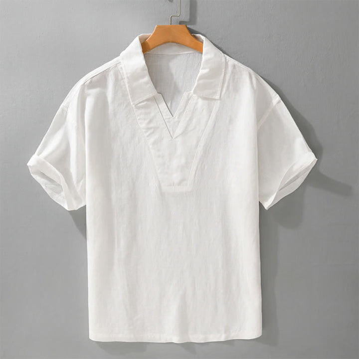 Buddha Stones Summer Casual Minimalist Solid Men's Shirts - White - US/UK/AU42，EU52 (3XL) - image 9