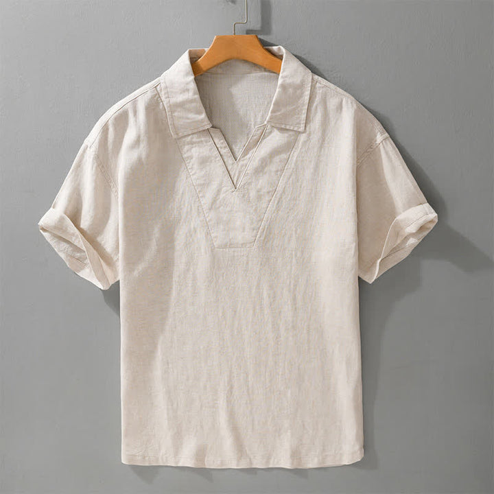 Buddha Stones Summer Casual Minimalist Solid Men's Shirts - Linen - US/UK/AU42，EU52 (3XL) - image 0