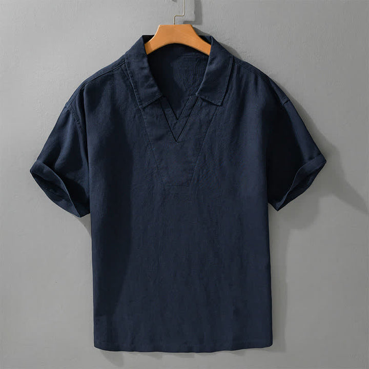 Buddha Stones Summer Casual Minimalist Solid Men's Shirts - MidnightBlue - US/UK/AU42，EU52 (3XL) - image 5