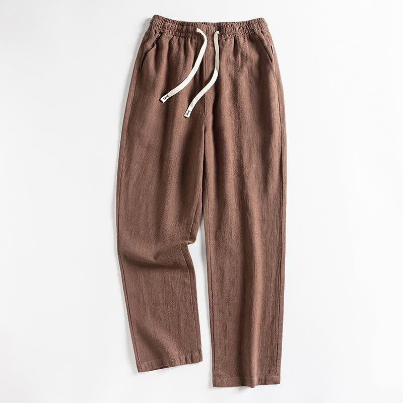 Buddha Stones Spring Casual Minimalist Drawstring Solid Men's Tapered Pants With Pocket - Sienna - US/UK/AU46，EU56 (5XL) - image 0