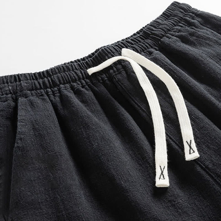 Buddha Stones Spring Casual Minimalist Drawstring Solid Men's Tapered Pants With Pocket - image 5