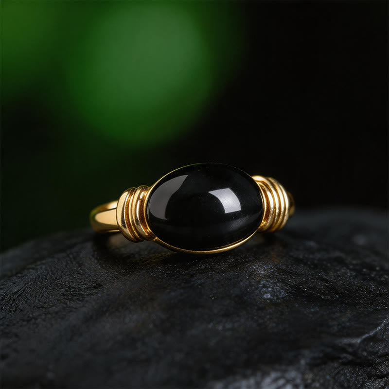Buddha Stones Oval Pattern Hematite Support Adjustable Ring - image 11