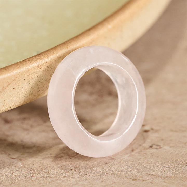 Buddha Stones Natural Rose Quartz Loving Energy Healing Ring - US10-US11 Natural Rose Quartz(Color May Vary) - image 0