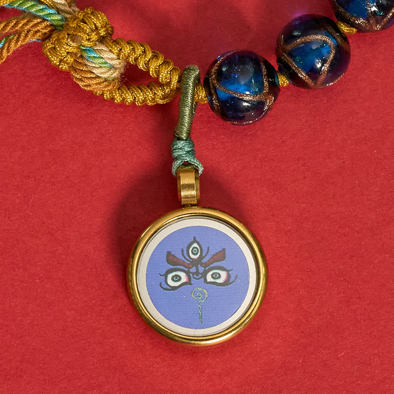 Buddha Stones Tibetan Liuli Glass Bead Five Directions Gods Of Wealth Buddha Eye Blessing String Bracelet - image 4