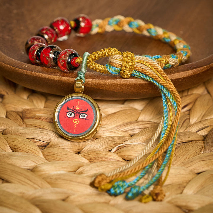 Buddha Stones Tibetan Liuli Glass Bead Five Directions Gods Of Wealth Buddha Eye Blessing String Bracelet - image 8