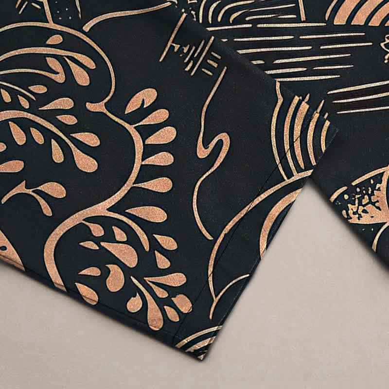 Buddha Stones Cotton Oriental Landscape Pattern Men's Tapered Pants With Pockets - image 6