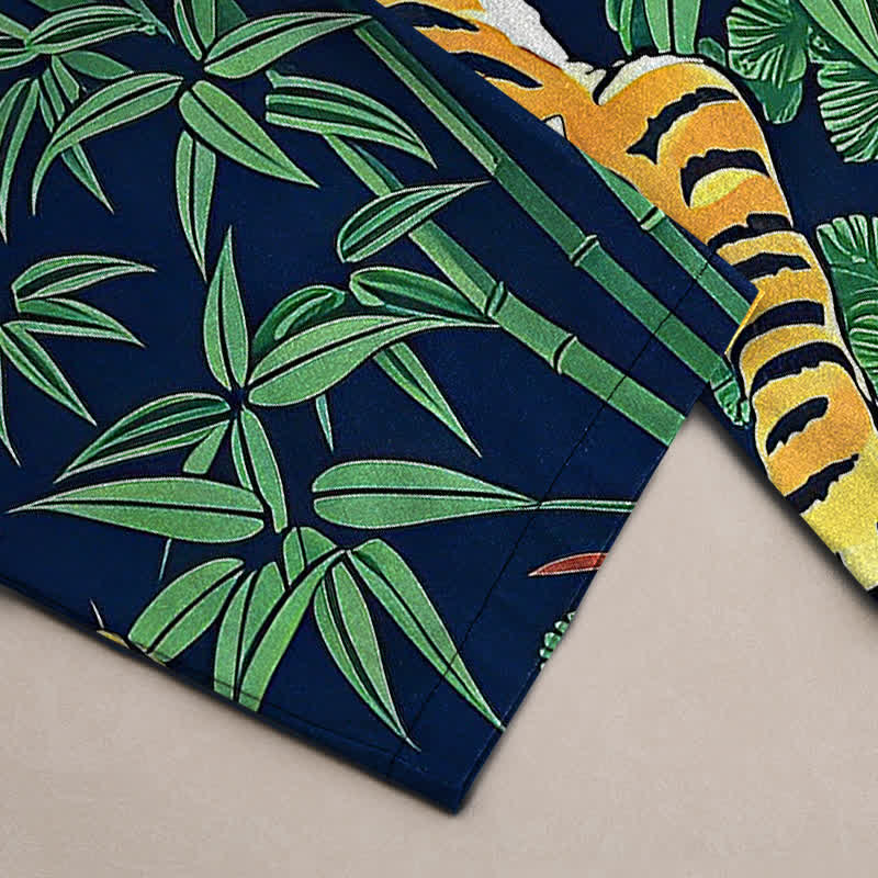 Buddha Stones Cotton Tiger Jungle Pattern Men's Tapered Pants With Pockets - image 6