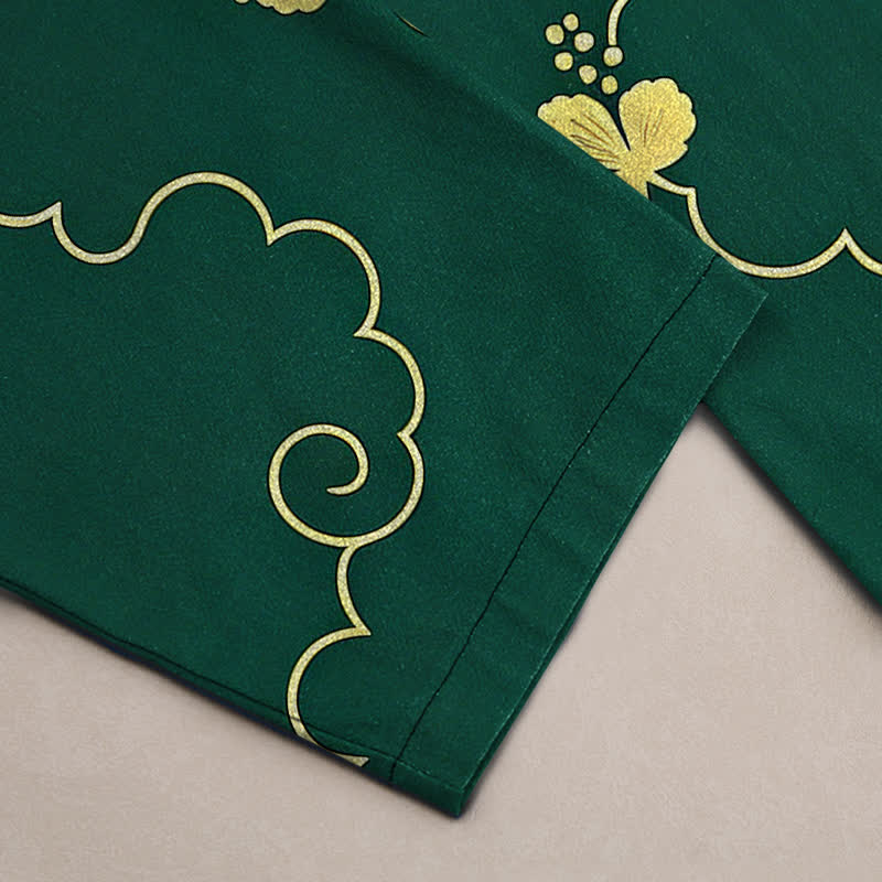 Buddha Stones Cotton Golden Floral Cloud Pattern Men's Tapered Pants With Pockets - image 2
