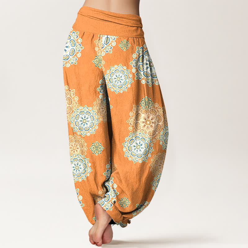 Buddha Stones Pure Cotton Various Mandala Floral Pattern Women's Elastic Waist Harem Pants - image 6
