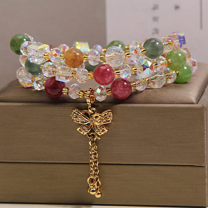 Buddha Stones Tourmaline Butterfly Pendant Transformation Three Layer Faceted Faceted Bracelet - image 2