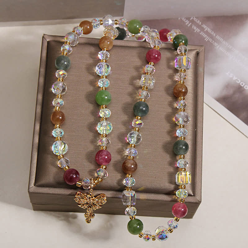 Buddha Stones Tourmaline Butterfly Pendant Transformation Three Layer Faceted Faceted Bracelet - image 7
