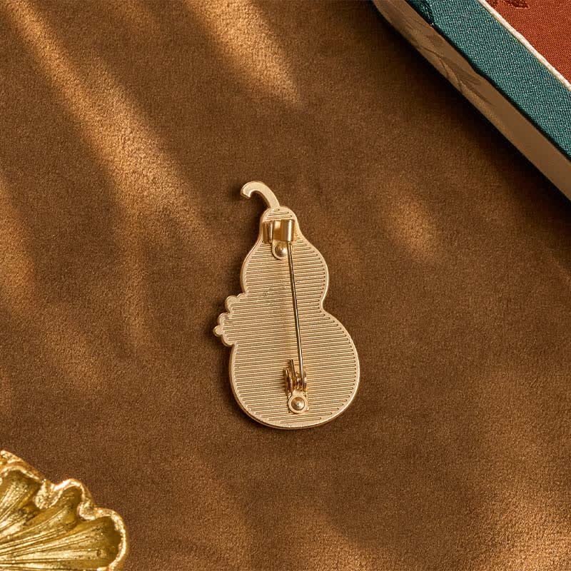 Buddha Stones Song Brocade Handcrafted Gourd-Shaped Floral Harmony New Chinese Brooch - image 5