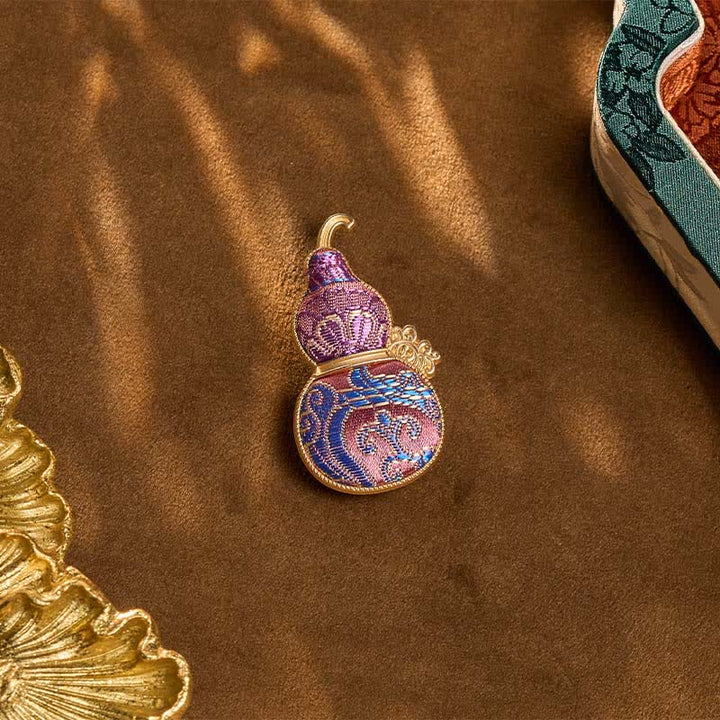 Buddha Stones Song Brocade Handcrafted Gourd-Shaped Floral Harmony New Chinese Brooch - image 3