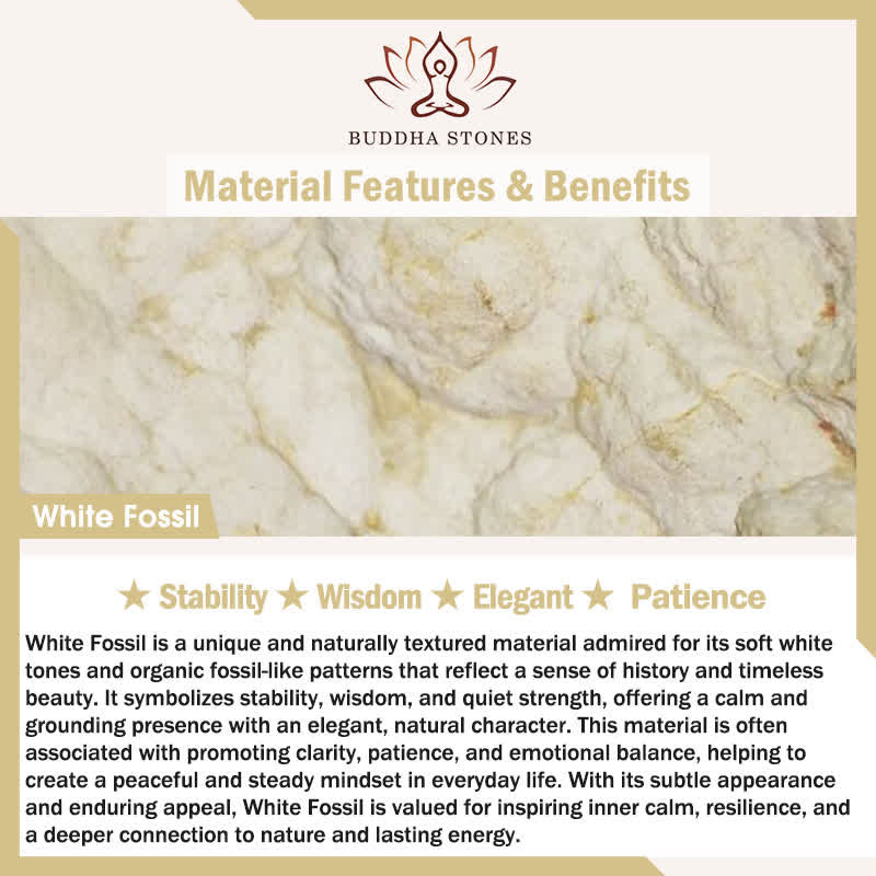 Buddha Stones 3pcs "Return to Stillness" White Fossil Grounding Bracelet Includes Gift Message Card - image 6
