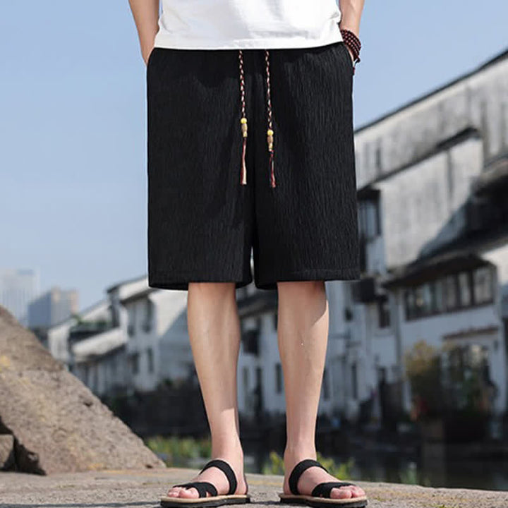 Buddha Stones Summer Casual Drawstring Solid Bermuda Shorts Men's With Pockets - Black - US/UK/AU46, EU56 (5XL) - image 9