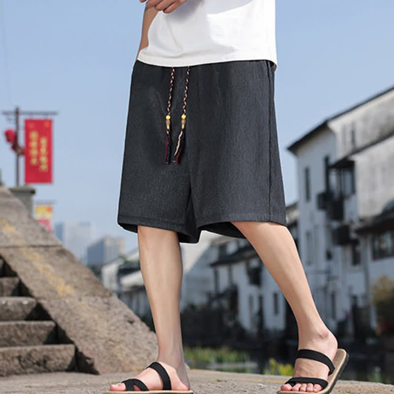 Buddha Stones Summer Casual Drawstring Solid Bermuda Shorts Men's With Pockets - image 31