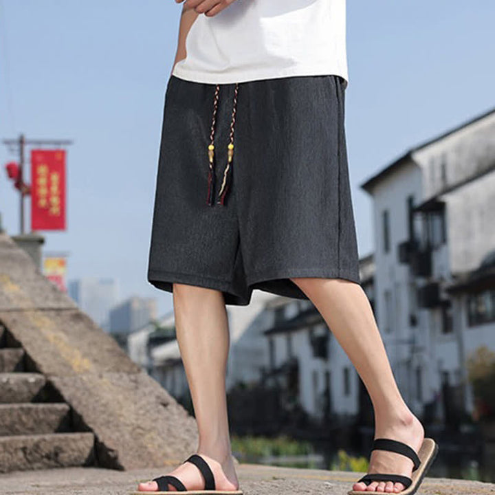Buddha Stones Summer Casual Drawstring Solid Bermuda Shorts Men's With Pockets - image 31