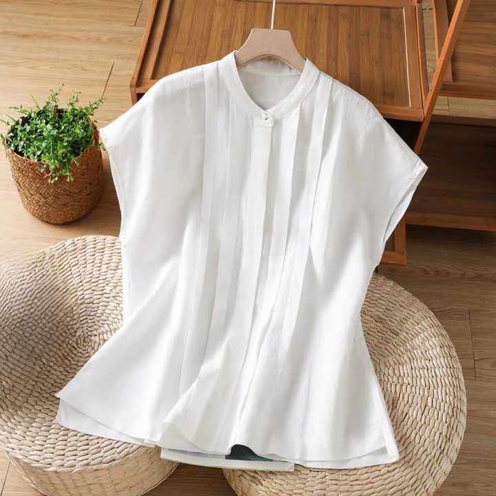 Buddha Stones Summer Casual Pintuck Front Solid Women's Sleeveless Shirts - White - US8-10，UK/AU12-14，EU40-42 (2XL) - image 7