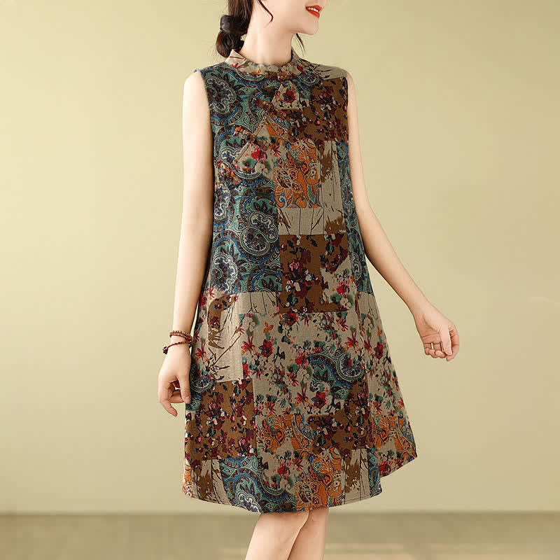 Buddha Stones Summer Paisley Floral Women's Summer Sleeveless Dress With Pockets - image 3