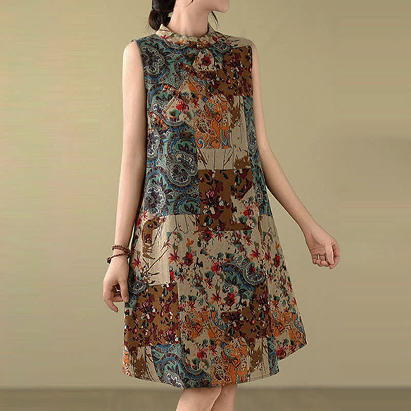 Buddha Stones Summer Paisley Floral Women's Summer Sleeveless Dress With Pockets - image 4