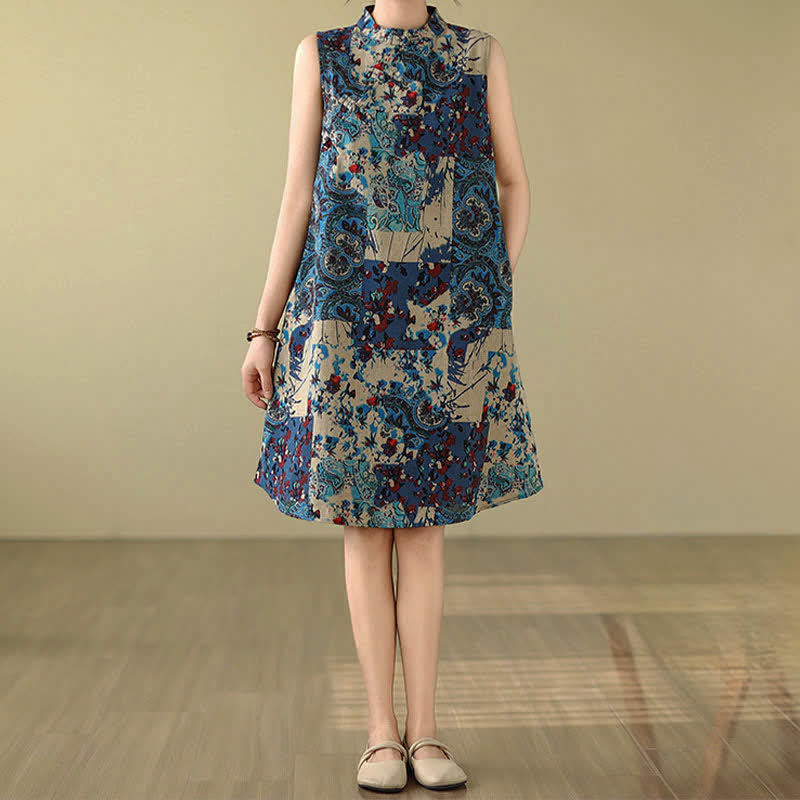 Buddha Stones Summer Paisley Floral Women's Summer Sleeveless Dress With Pockets - image 17
