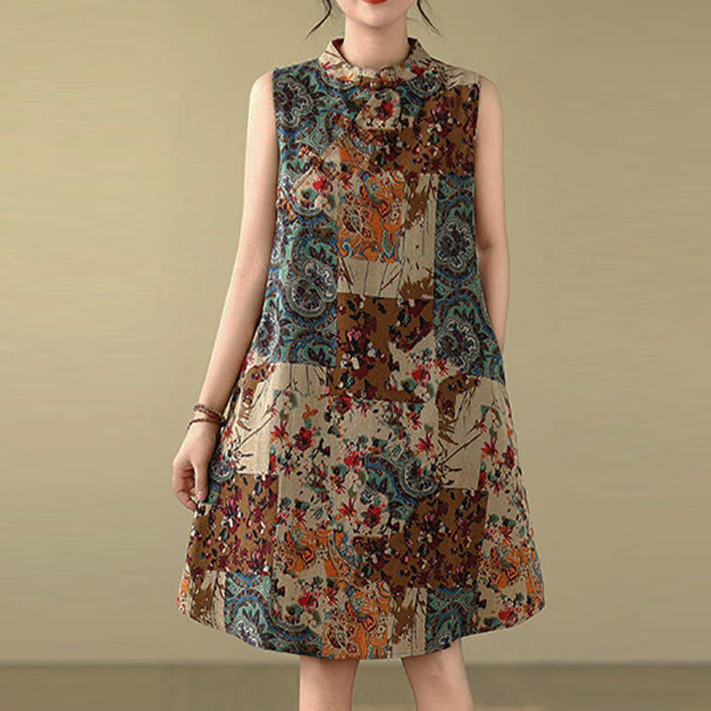 Buddha Stones Summer Paisley Floral Women's Summer Sleeveless Dress With Pockets - image 1