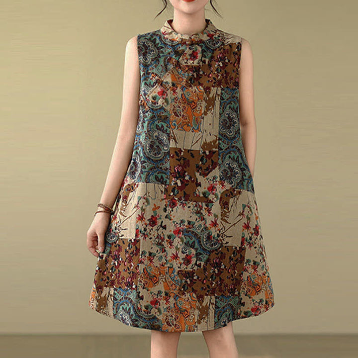 Buddha Stones Summer Paisley Floral Women's Summer Sleeveless Dress With Pockets - image 1