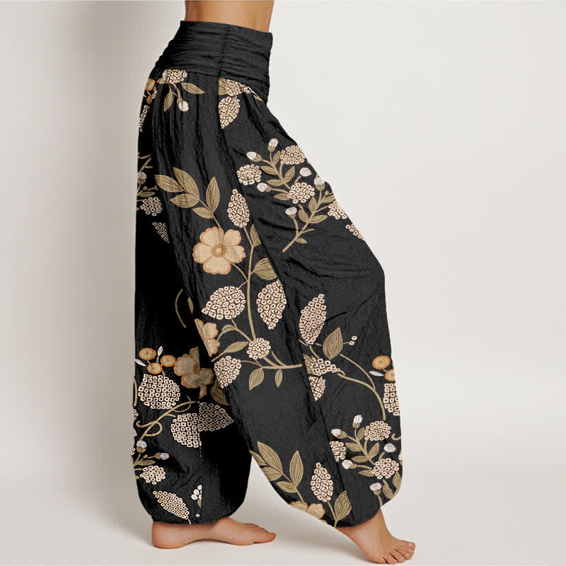 Buddha Stones Pure Cotton Vintage Floral Leaf Pattern Women's Elastic Waist Harem Pants - image 10