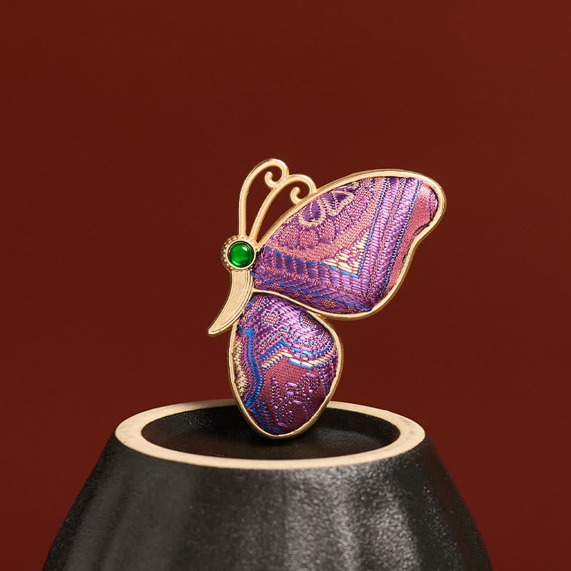 Buddha Stones Song Brocade Purple Butterfly Transformation Handmade Harmony New Chinese Brooch - image 2