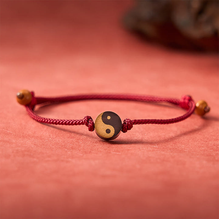 Buddha Stones Ebony Yin Yang Symbol Peace Colorful String Bracelet - image 2
