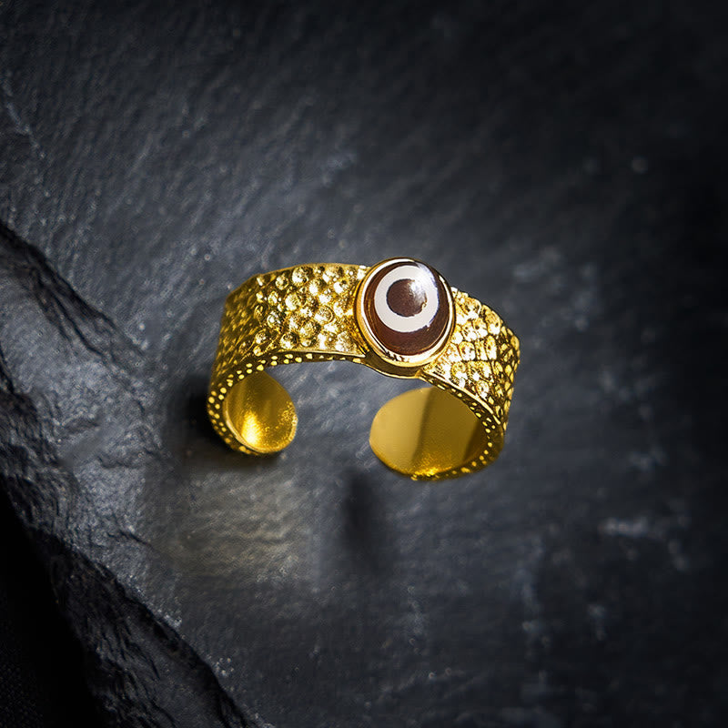 Buddha Stones Dzi Beads Copper Brass Wealth Ring - image 2