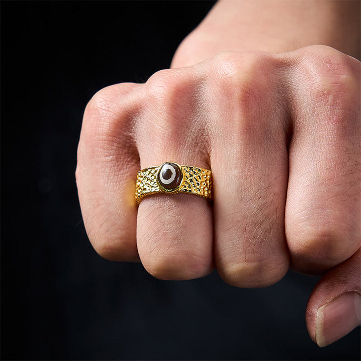 Buddha Stones Dzi Beads Copper Brass Wealth Ring - image 4