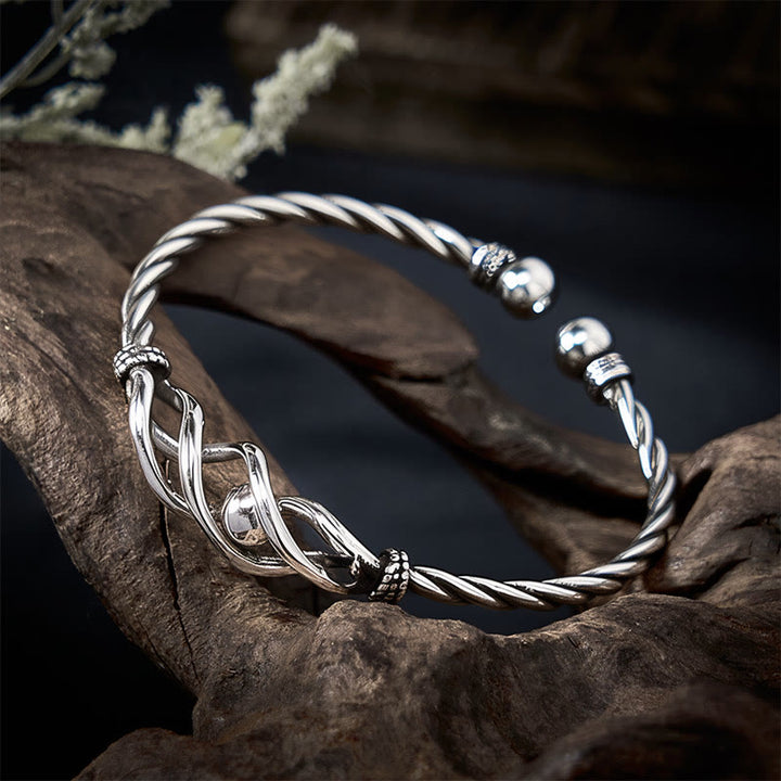 Buddha Stones Pure Copper Plated With Silver Twisted Cuff Bracelet - image 4