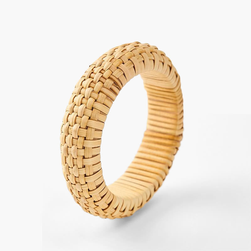 Buddha Stones Hand-Woven Rattan Grounding Bohemian Beach Wide Bracelet Bangle - Rattan( Grounding♥Health) - image 0