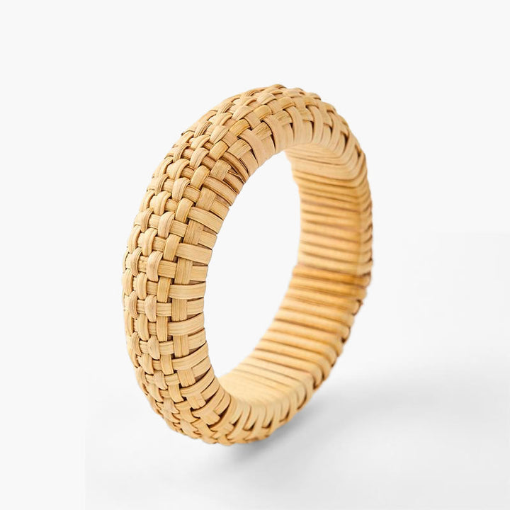 Buddha Stones Hand-Woven Rattan Grounding Bohemian Beach Wide Bracelet Bangle - Rattan( Grounding♥Health) - image 0