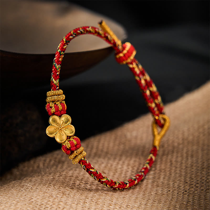 Buddha Stones Hand-Woven Red String Koi Fish Flower Protection Bracelet - image 2