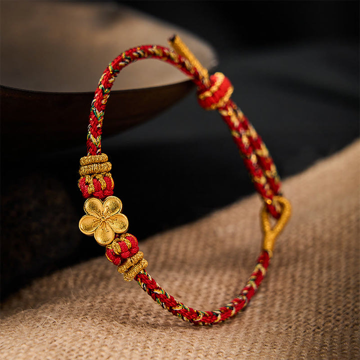 Buddha Stones Hand-Woven Red String Koi Fish Flower Protection Bracelet - image 2