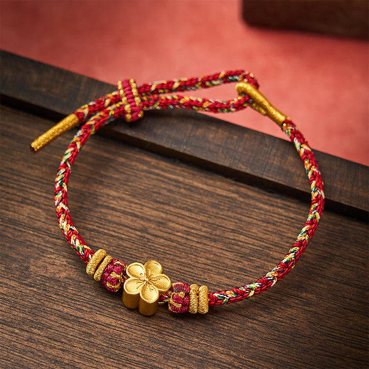 Buddha Stones Hand-Woven Red String Koi Fish Flower Protection Bracelet - Maroon - With Flower Accessory - image 13