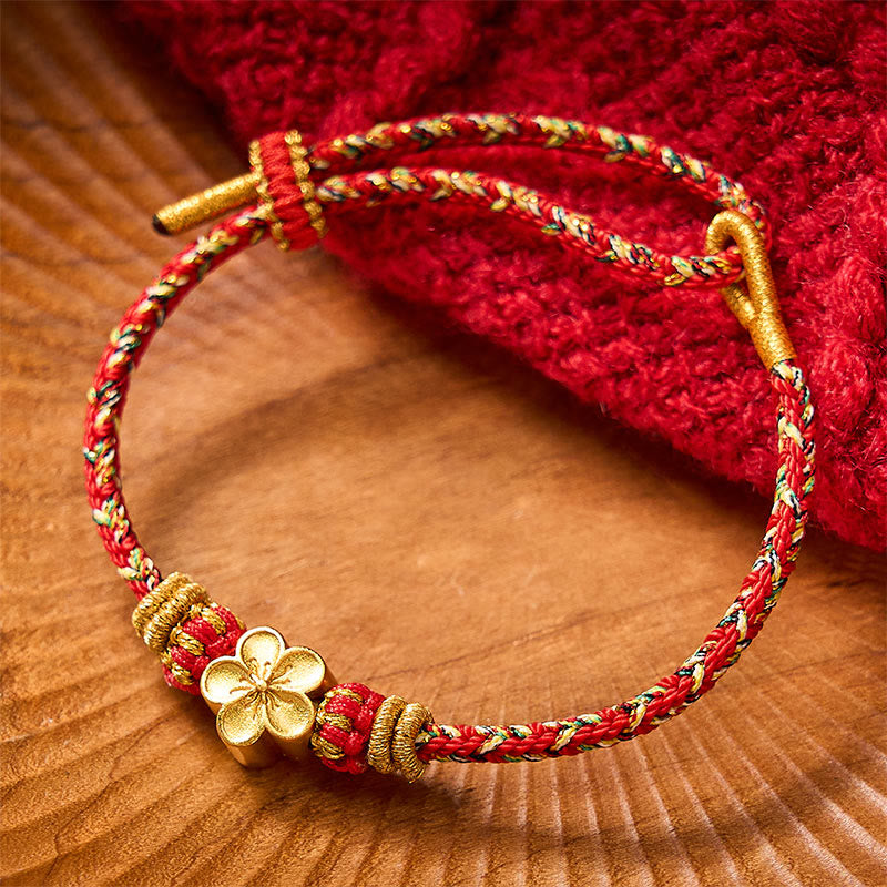 Buddha Stones Hand-Woven Red String Koi Fish Flower Protection Bracelet - image 1