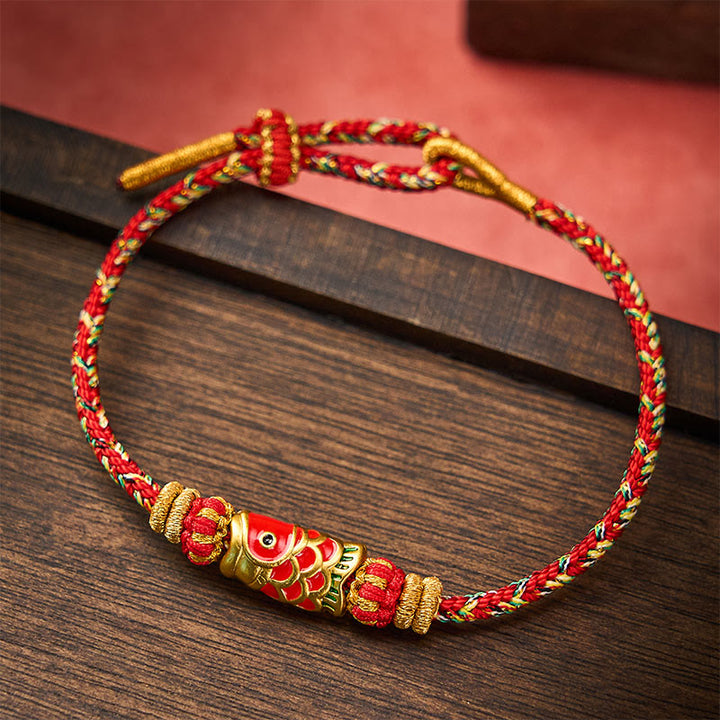 Buddha Stones Hand-Woven Red String Koi Fish Flower Protection Bracelet - Red - With Koi Fish Accessory - image 8