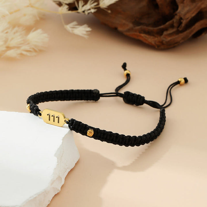 Buddha Stones Angel Numbers Red Black Braided String Connection Bracelet - 111 black string - image 2