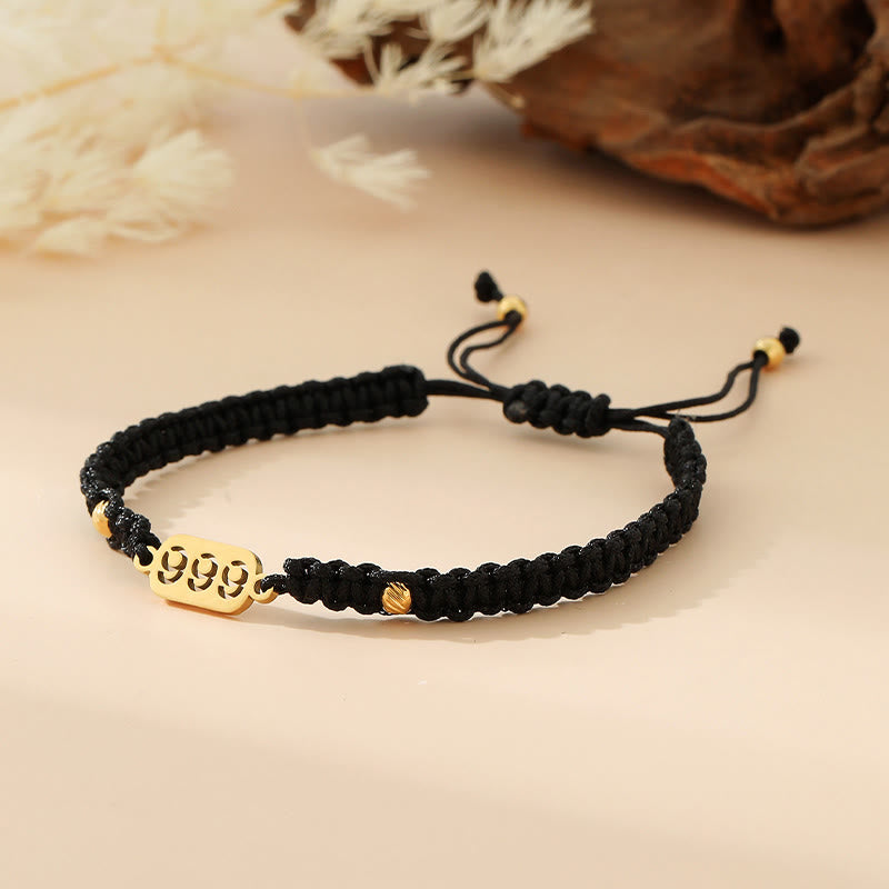 Buddha Stones Angel Numbers Red Black Braided String Connection Bracelet - 999 black string - image 39