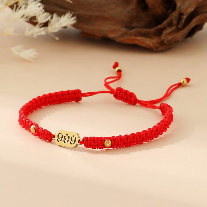 Buddha Stones Angel Numbers Red Black Braided String Connection Bracelet - 999 red string - image 38