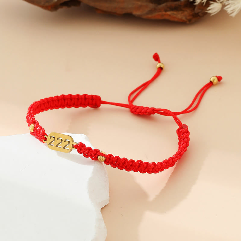 Buddha Stones Angel Numbers Red Black Braided String Connection Bracelet - 222 red string - image 5